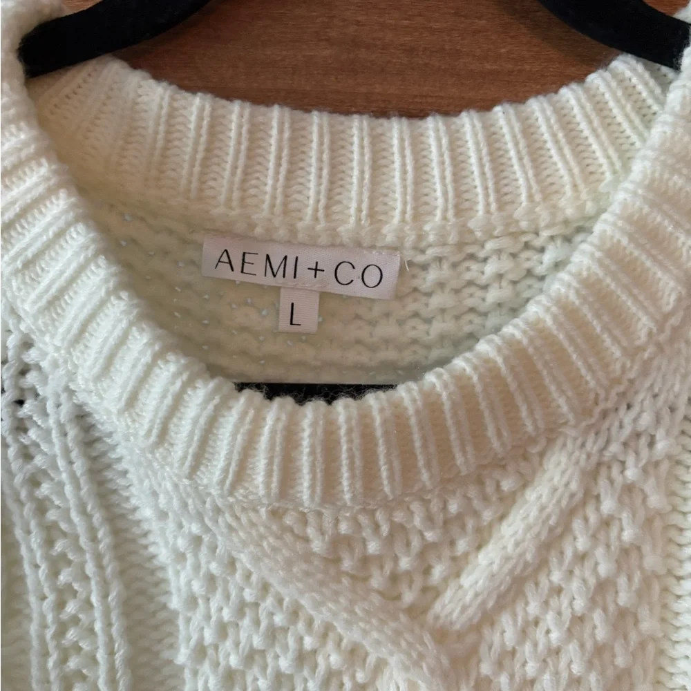 Aemi & Co Cable Knit Adela Sweater Cream color - Size L